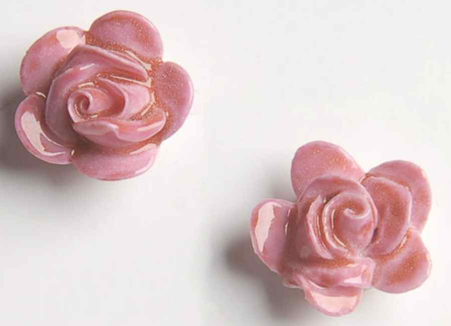 Belleek Jewelry Rose Earrings/Pink - No Box by Belleek Pottery (Ireland)-1