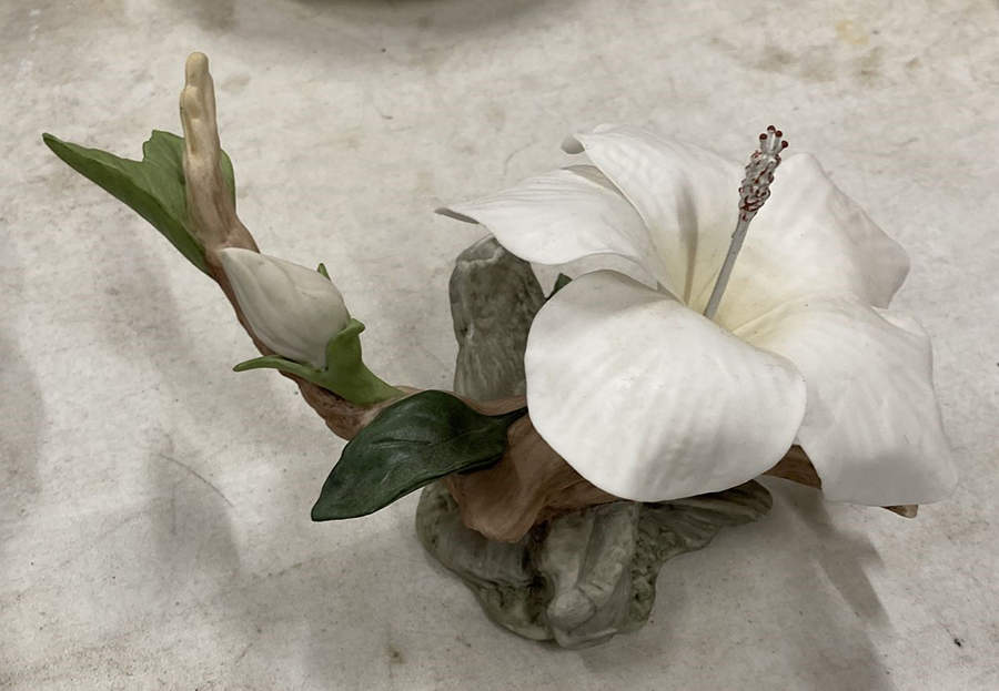 Flowers of the Opera White Hibiscus-Carmen - Boxed by Boehm-1