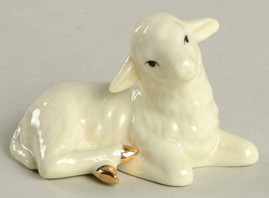 Classic Nativity Sheep-Lying - No Box by Belleek Pottery (Ireland)-1