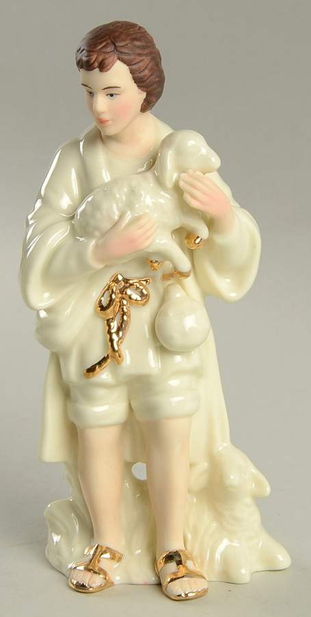 Classic Nativity Shepherd Boy W/ Sheep - No Box by Belleek Pottery (Ireland)-1