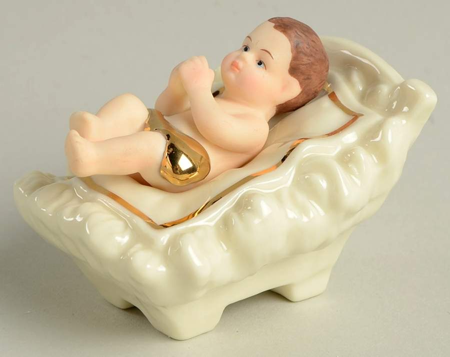 Classic Nativity Baby Jesus With Manger - No Box by Belleek Pottery (Ireland)-1