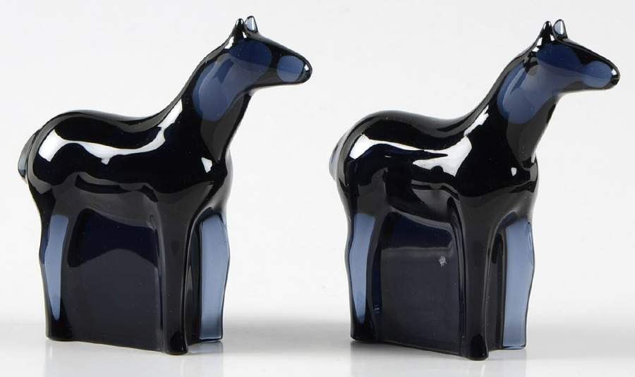 Noah's Ark Horses Midnight-Set Of 2 - Boxed by Baccarat-1