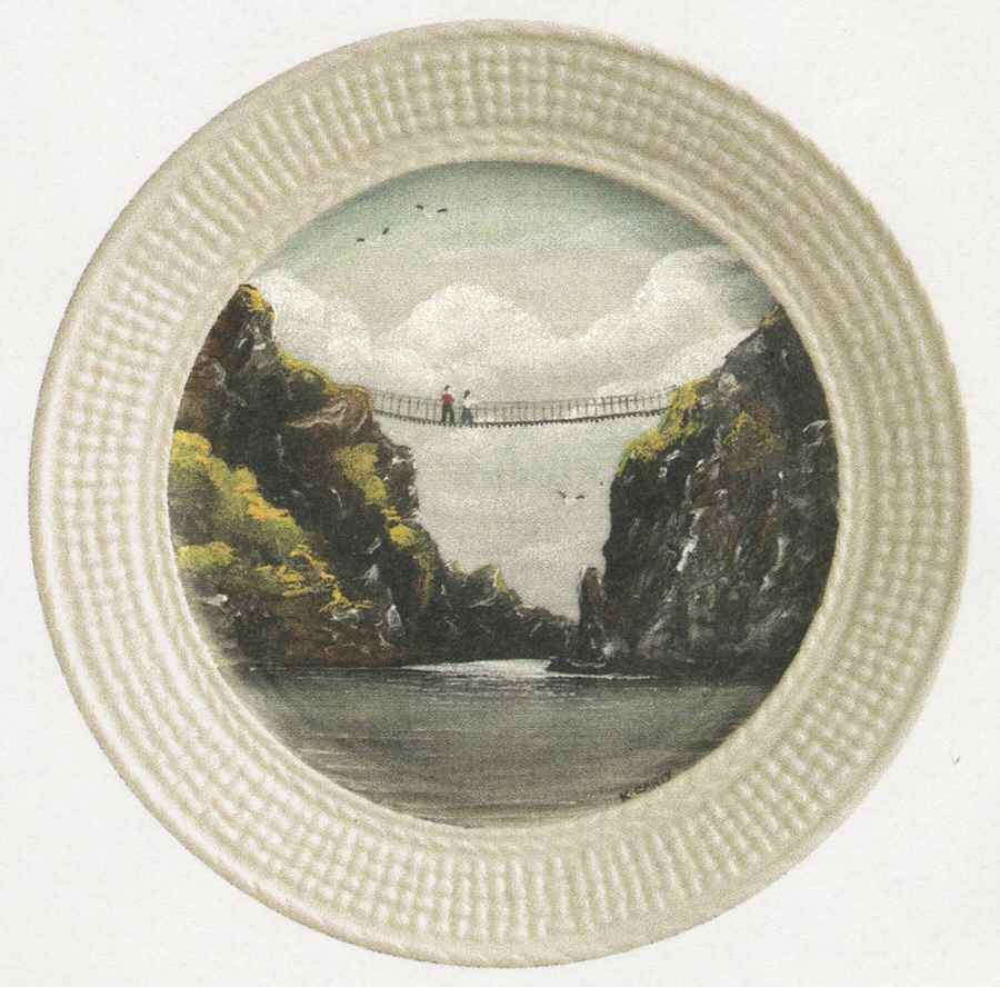 Scenes of Ireland Carrick-A-Rede Rope Bridge - With Box by Belleek Pottery (Ireland)-1