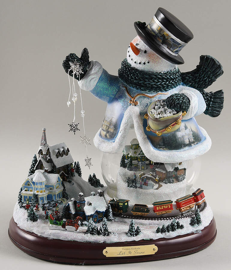 Thomas Kinkade Music Box Snowman Let It Snow-Musical - Boxed by Bradford Editions-1