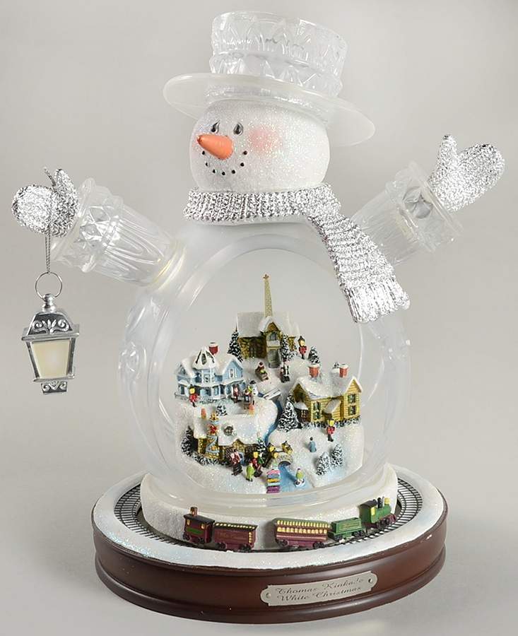 Thomas Kinkade Music Box White Christmas-Snowman - Boxed by Bradford Editions-1