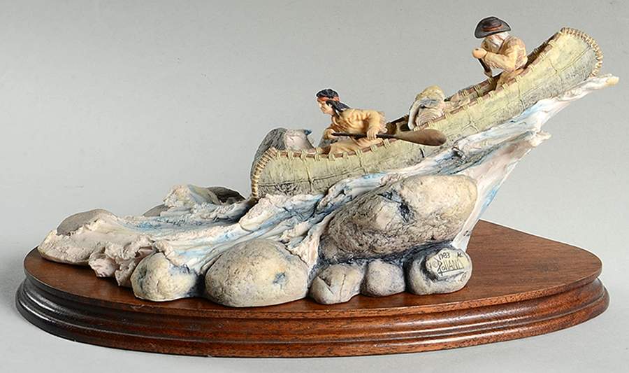 The American West Shooting The Rapids - Boxed by Border Fine Arts-1