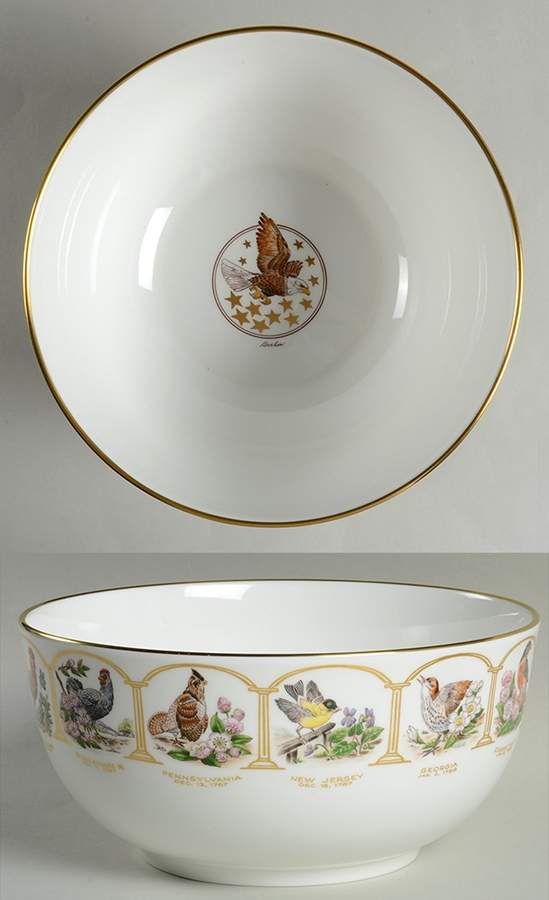 Birds & Flowers of the Original 13 States Bicentennial Bowl - No Box by Boehm-1