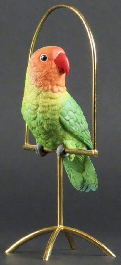 Porcelain and Brass-Birds Fischers Lovebird - No Box by Boehm-1
