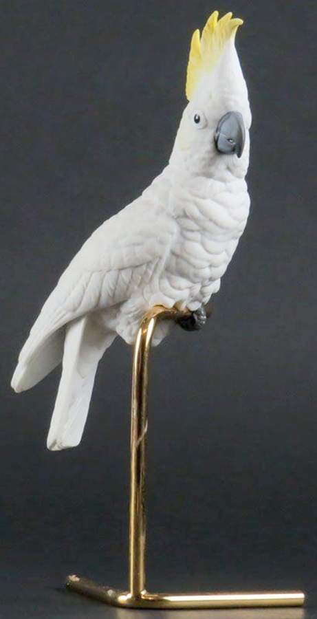 Porcelain and Brass-Birds Sulpher-Crested Cockatoo - No Box by Boehm-1