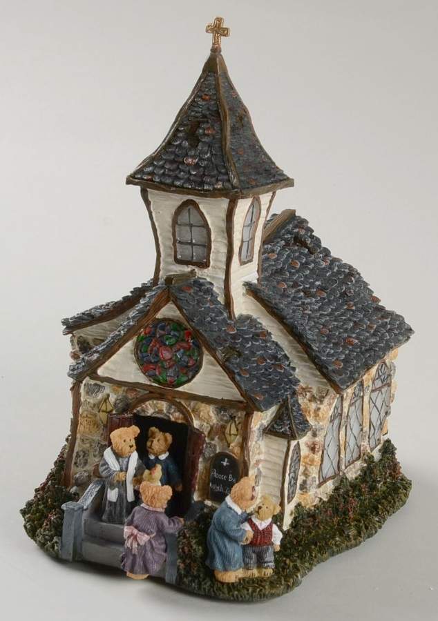 Bearstone Lights Old Stone Chapel - Boxed by Boyds Bears-1