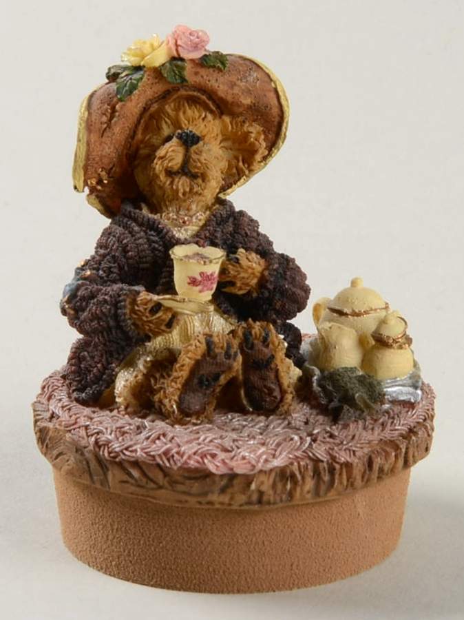 Candle Jar Toppers Bear W/ Tea Cup-Small - Boxed by Boyds Bears-1