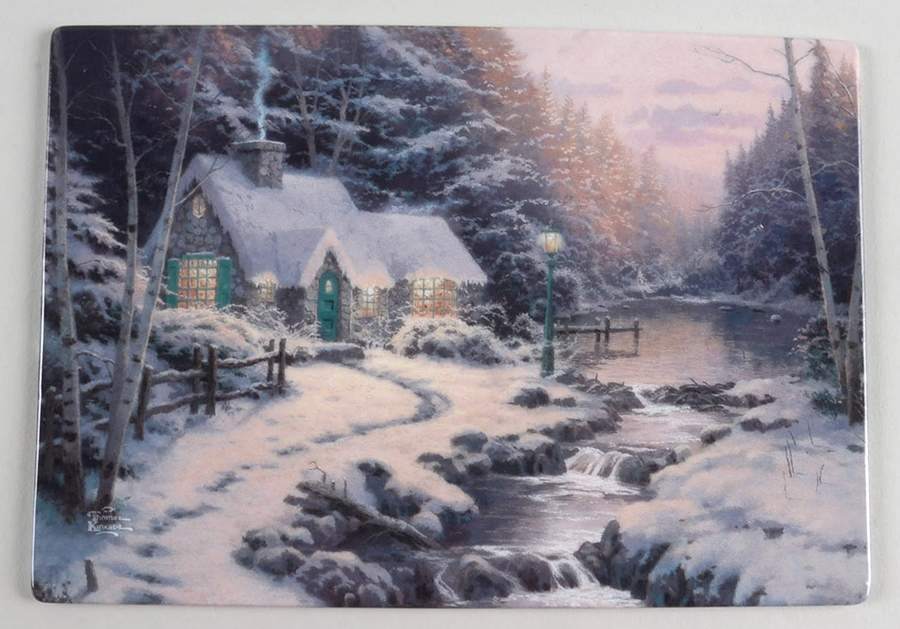 Thomas Kinkade Welcomes You Home Winter's Evening Glow - No Box by Bradford Exchange-1