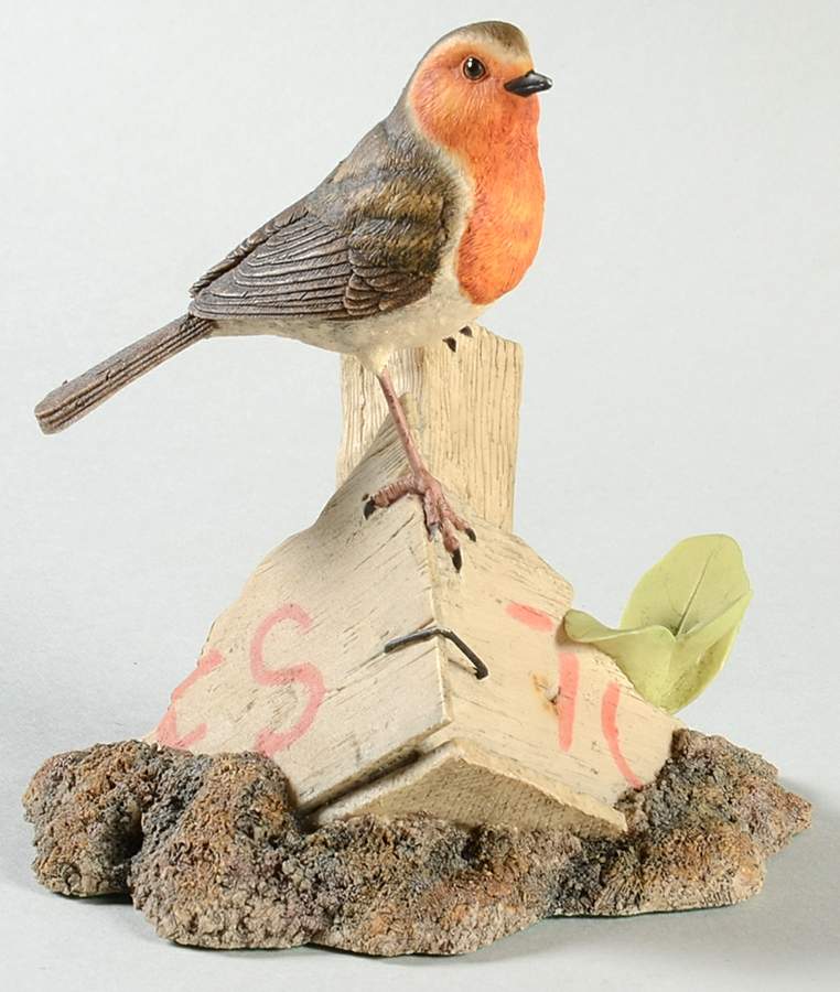 Ayres British Birds Robin-On Wooden Box-Style 3 - No Box by Border Fine Arts-1