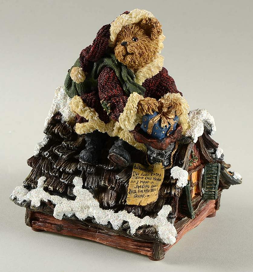 Bearstone Music Boxes Klaus Jinglebear With Atlas-Christmas Is - No Box by Boyds Bears-1