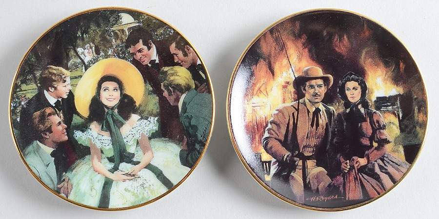 Gone With the Wind-Golden Memories First And Second-Set Of 2 - With Box by Bradford Editions-1