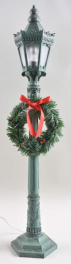 Accessories Lamppost With Wreath-Antique Green - No Box by Byers' Choice Ltd-1