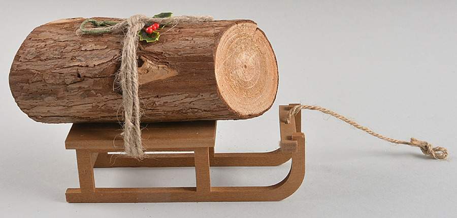 Accessories Yule Log On Sled With Holly - No Box by Byers' Choice Ltd-1