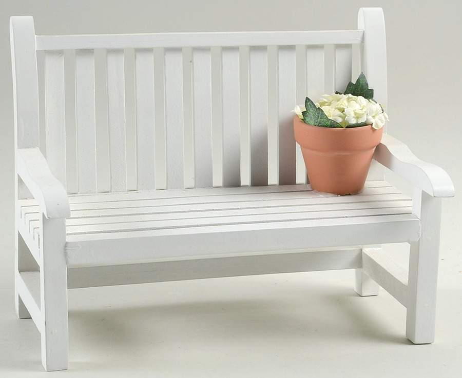 Accessories White Bench With Flowerpot - No Box by Byers' Choice Ltd-1