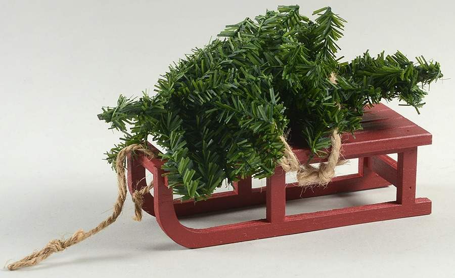 Accessories Sled With Pine Tree - No Box 60 by Byers' Choice Ltd-1