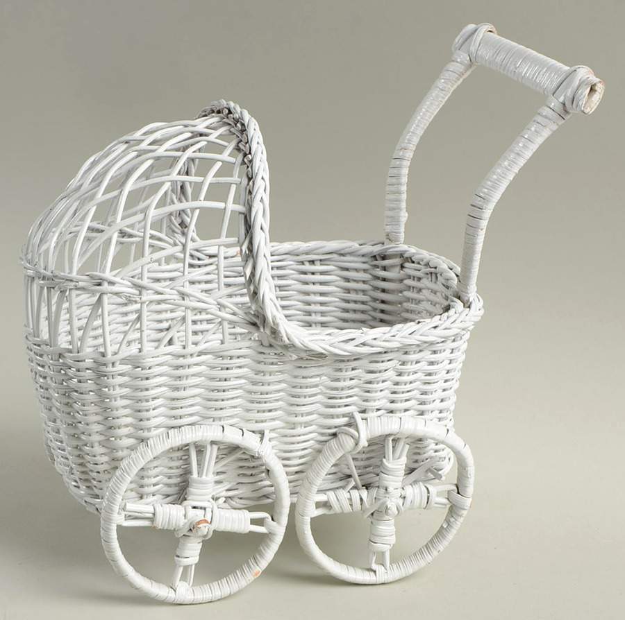 Accessories Baby Stroller-White Wicker - No Box by Byers' Choice Ltd-1