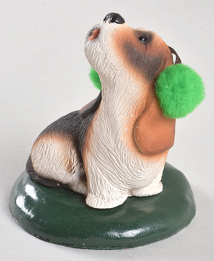 Singing Dogs Basset Hound With Green Earmuffs - No Box 238 by Byers' Choice Ltd-1