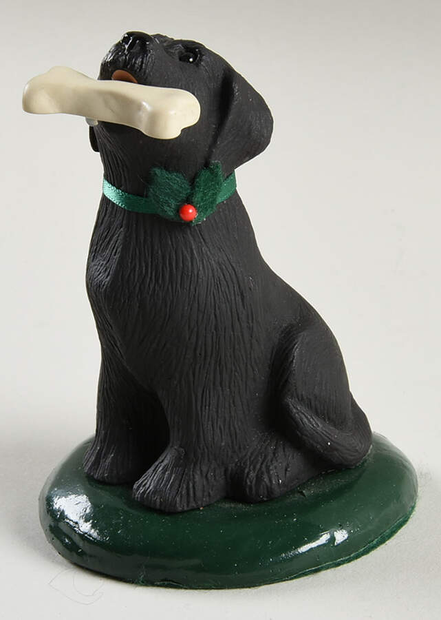 Singing Dogs Black Lab W Bone & Green Collar - No Box by Byers' Choice Ltd-1