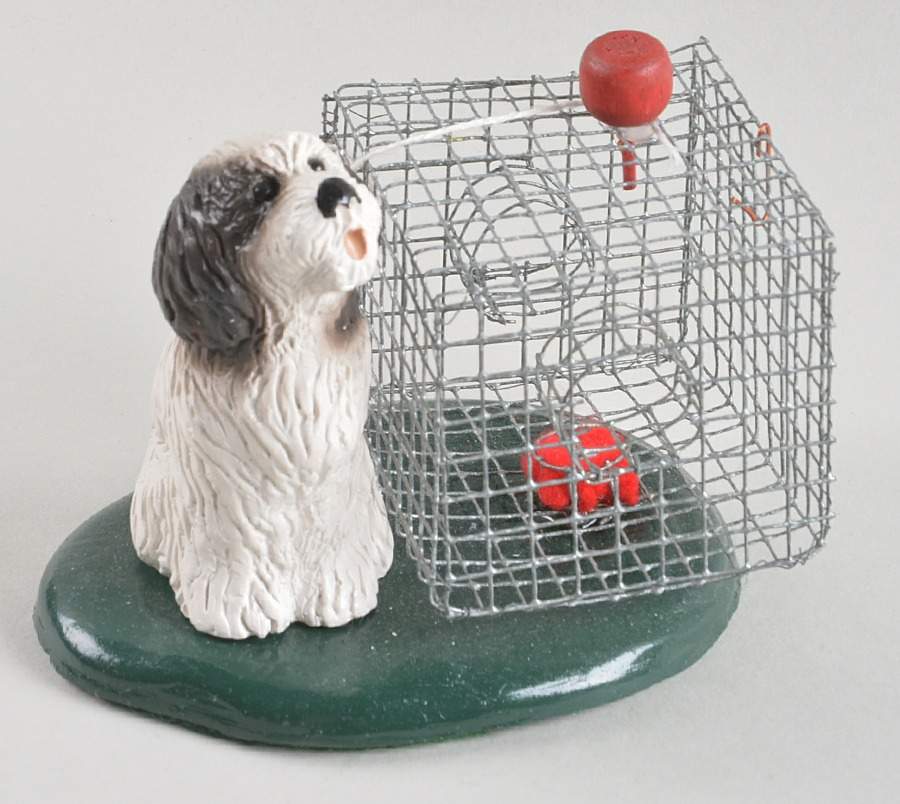 Singing Dogs Black & White Dog With Hamster Cage - No Box by Byers' Choice Ltd-1