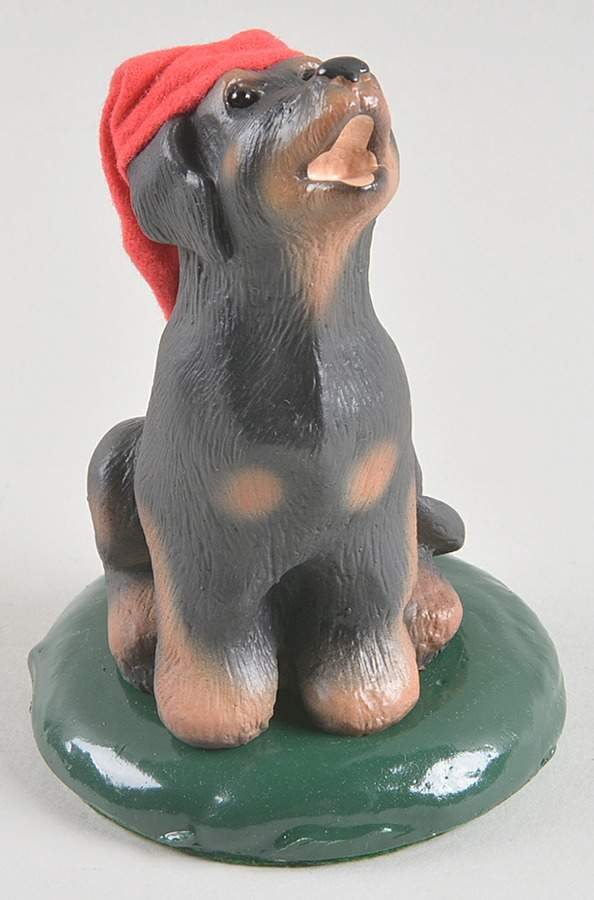 Singing Dogs Rottweiler With Santa's Hat - No Box by Byers' Choice Ltd-1