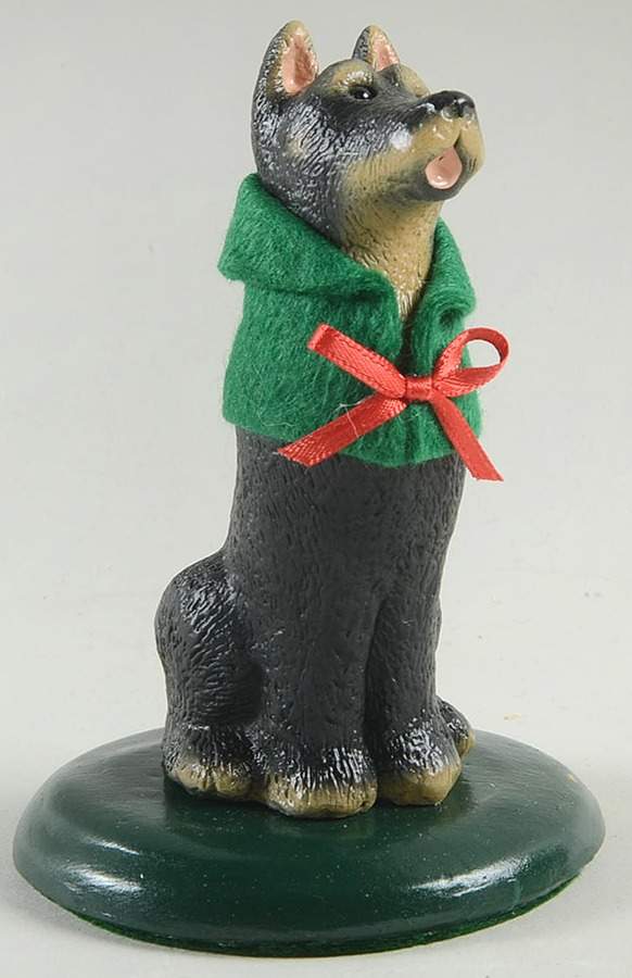 Singing Dogs Doberman With Green Scarf - No Box by Byers' Choice Ltd-1