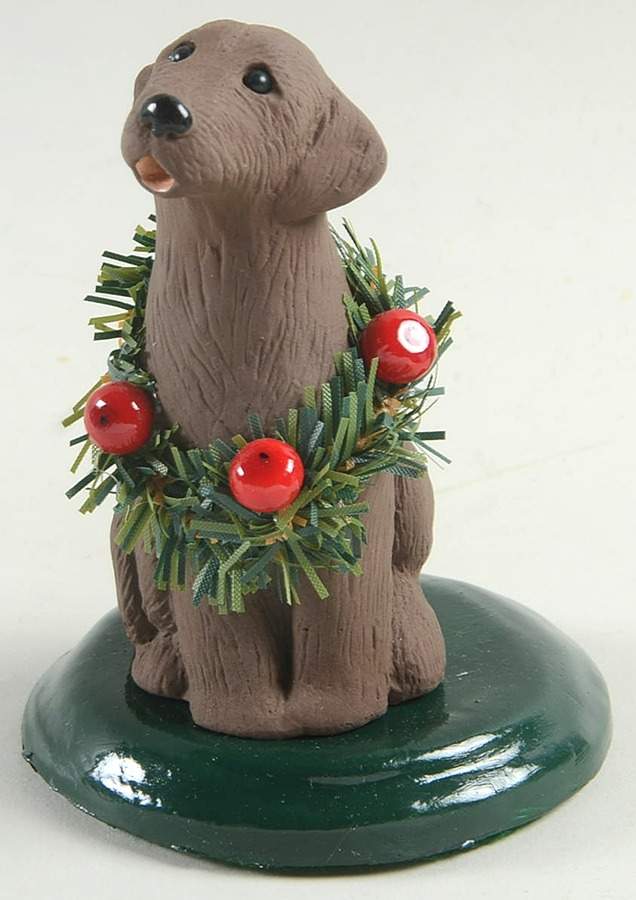 Singing Dogs Chocolate Labrador With Wreath - No Box by Byers' Choice Ltd-1