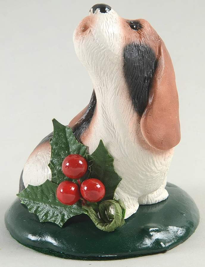 Singing Dogs Basset Hound With Holly - No Box by Byers' Choice Ltd-1