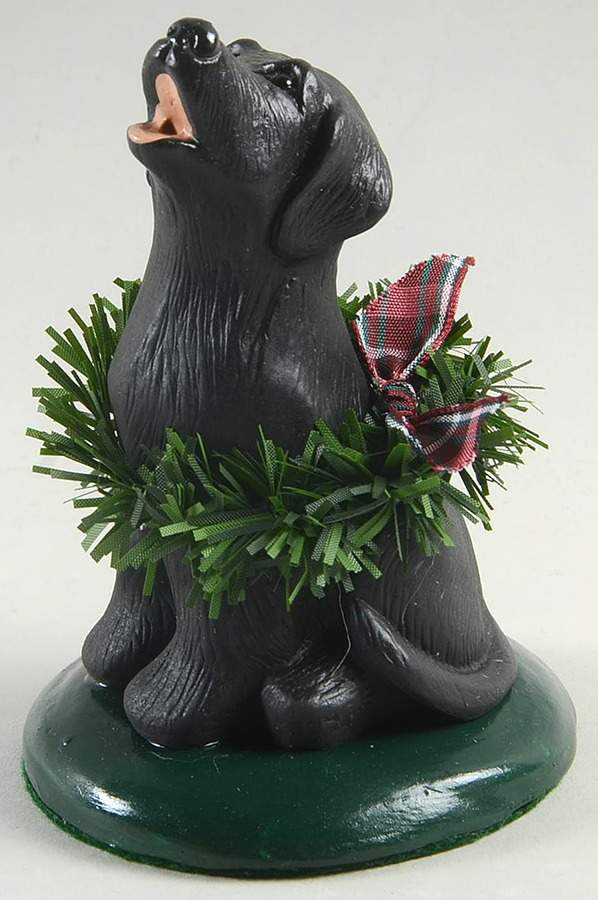 Singing Dogs Black Labrador With Wreath - No Box by Byers' Choice Ltd-1