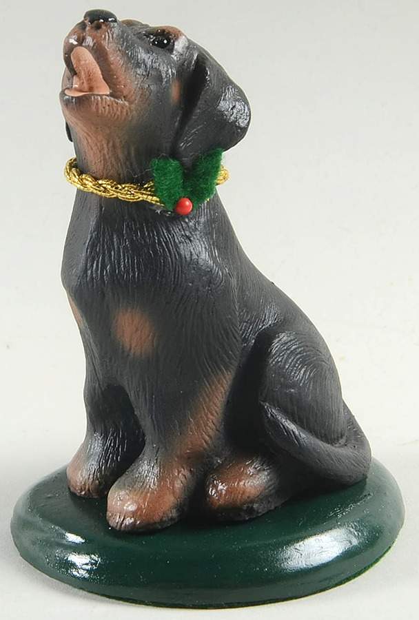 Singing Dogs Rottweiler With Gold Chain Collar - No Box by Byers' Choice Ltd-1