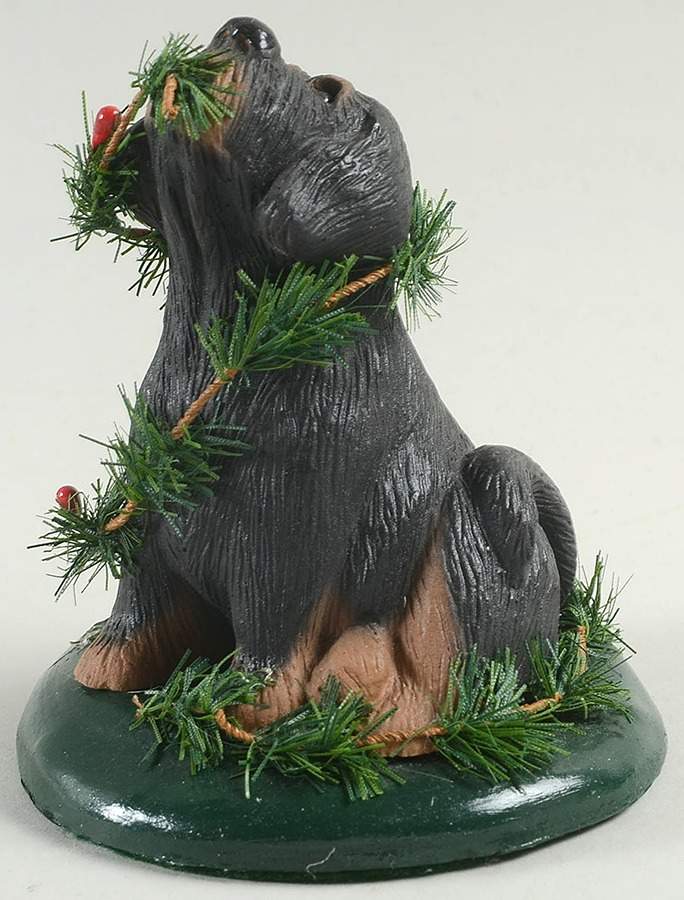 Singing Dogs Rottweiler Puppy With Garland - No Box by Byers' Choice Ltd-1