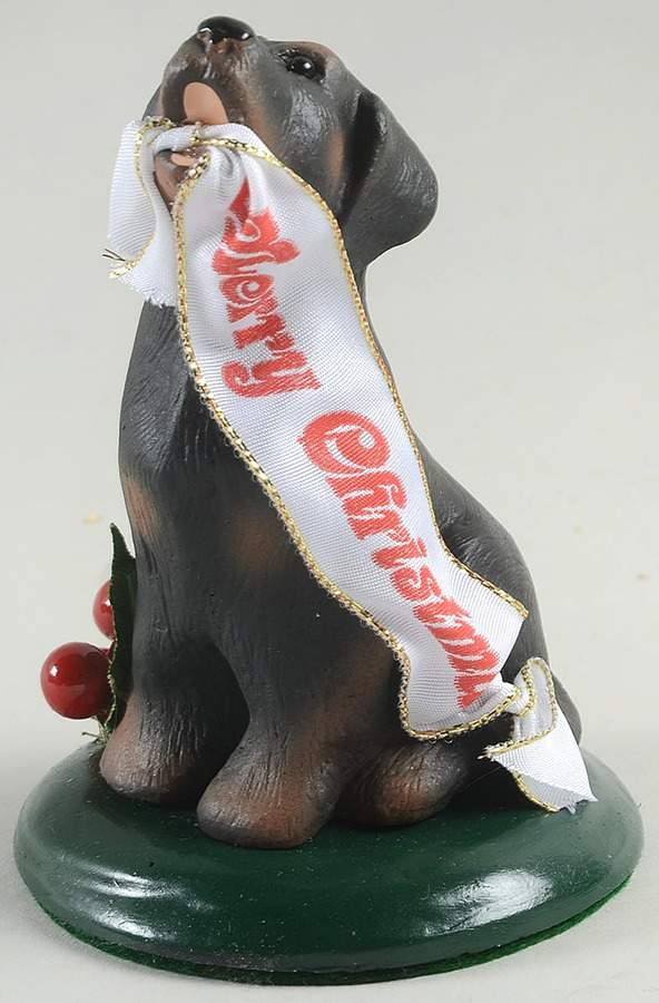 Singing Dogs Rottweiler With Christmas Banner - No Box by Byers' Choice Ltd-1