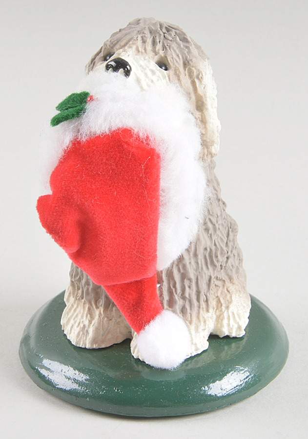 Singing Dogs Old English Sheepdog With Santa's Hat - No Box by Byers' Choice Ltd-1