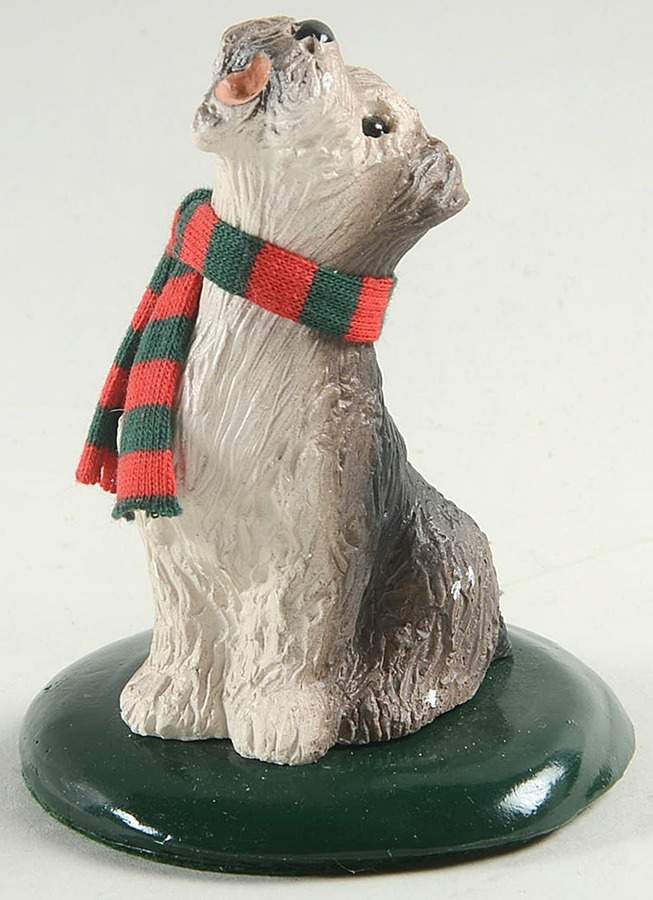 Singing Dogs Schnauzer-Red & Green Scarf - No Box 159 by Byers' Choice Ltd-1