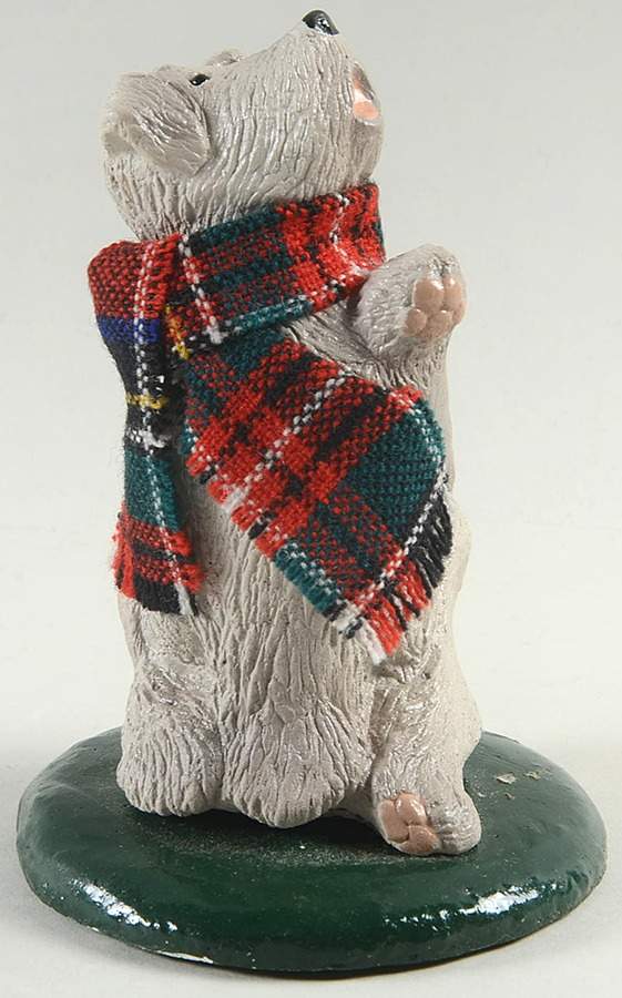 Singing Dogs Grey Dog With Plaid Scarf - No Box by Byers' Choice Ltd-1