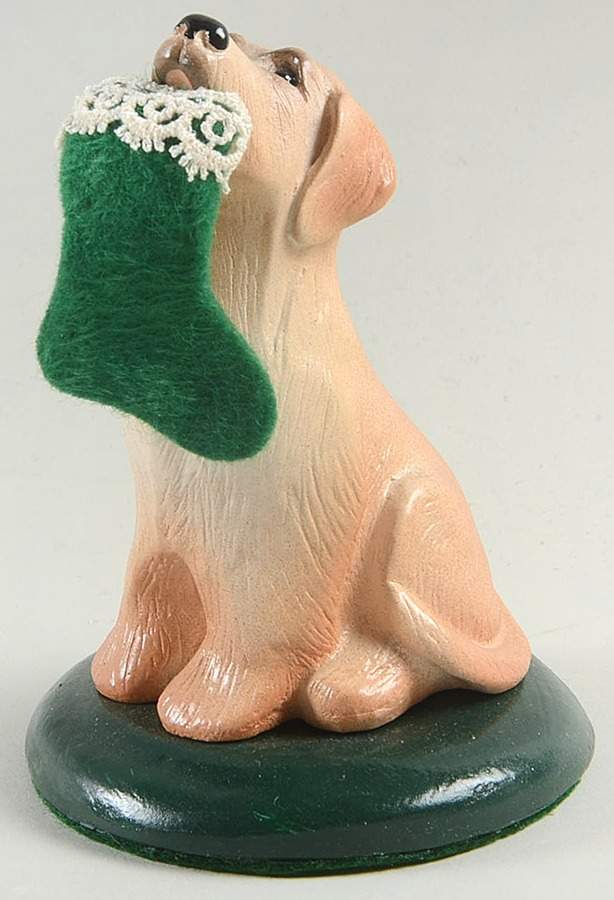 Singing Dogs Yellow Labrador With Stocking - No Box by Byers' Choice Ltd-1