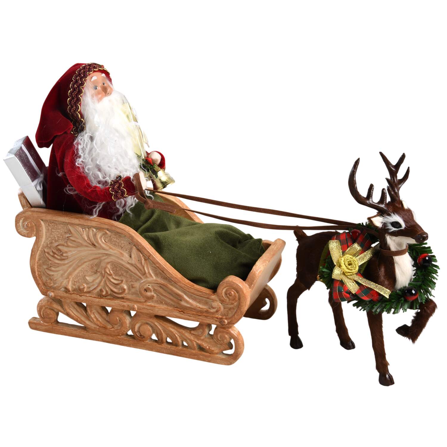 Santa & Mrs Claus Sleigh Santa With Reindeer - No Box by Byers' Choice Ltd-1