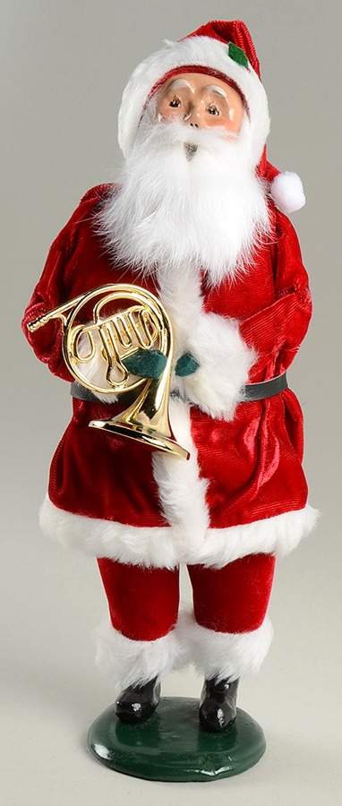 Santa & Mrs Claus Santa With French Horn - No Box by Byers' Choice Ltd-1
