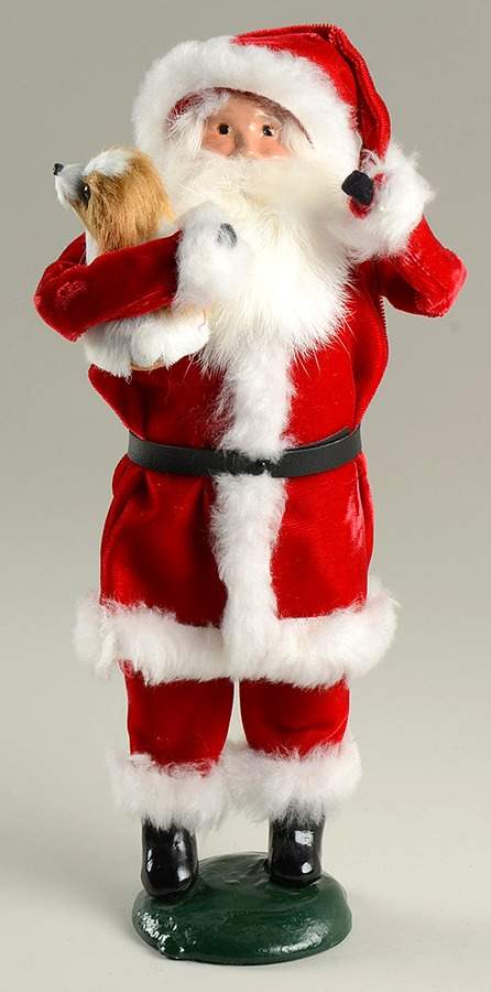Santa & Mrs Claus Santa Holding Small Dog - No Box by Byers' Choice Ltd-1
