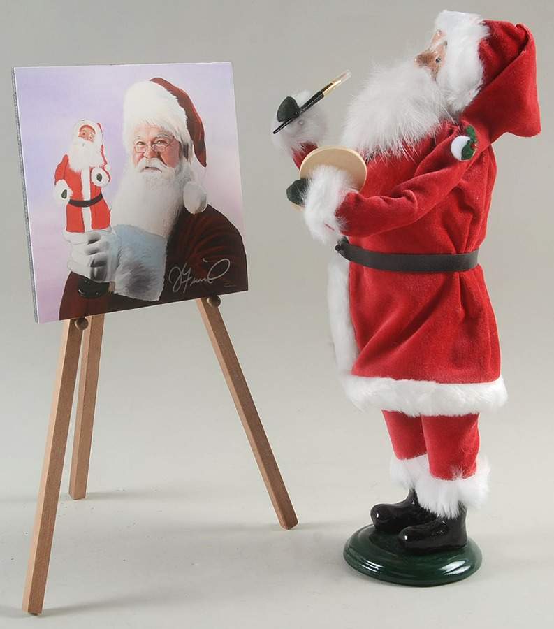 Santa & Mrs Claus Red Velvet Santa  Artist With Painting - No Box by Byers' Choice Ltd-1