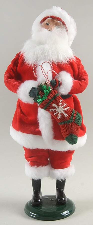 Santa & Mrs Claus Santa With Red Knit Stocking  - No Box by Byers' Choice Ltd-1