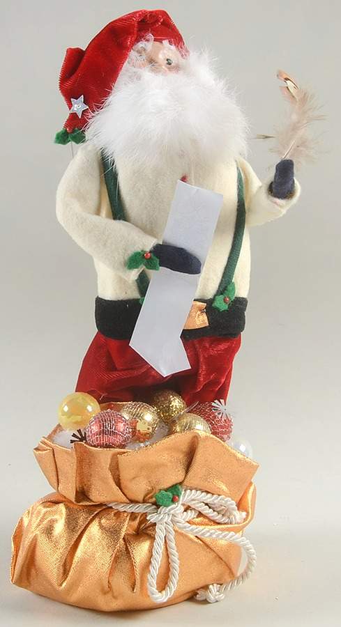 Santa & Mrs Claus Santa With List & Metallic Ornament Bag - No Box by Byers' Choice Ltd-1