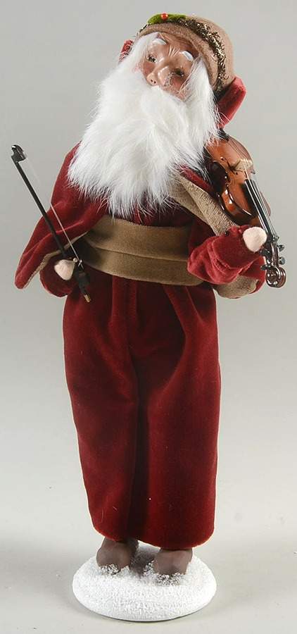 Santa & Mrs Claus Velvet Santa With Violin - No Box by Byers' Choice Ltd-1