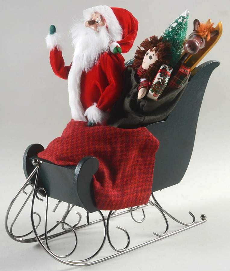 Santa & Mrs Claus Santa In Sleigh With Bag Of Toys - No Box by Byers' Choice Ltd-1