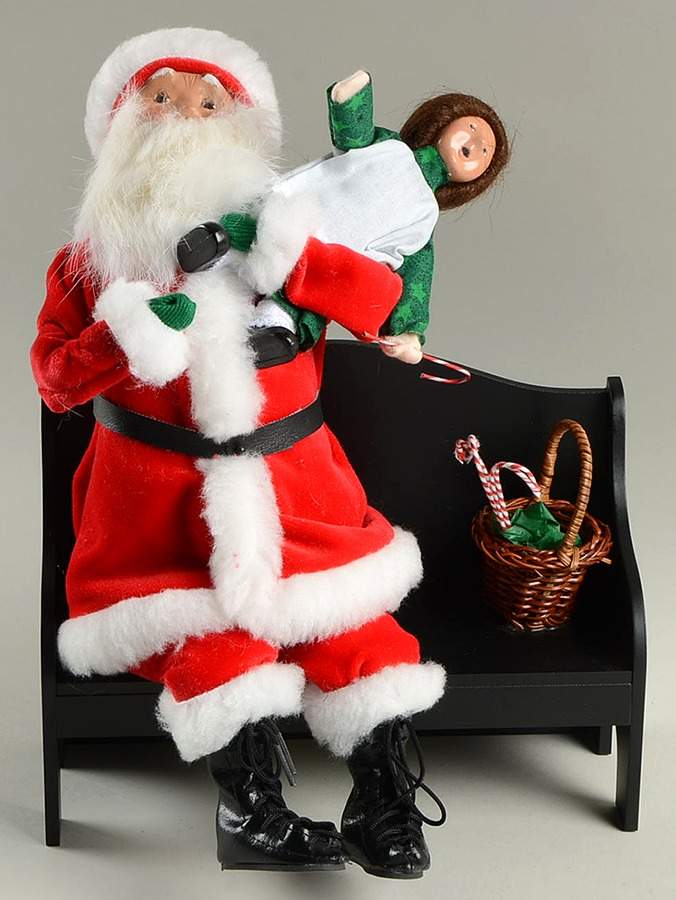 Santa & Mrs Claus Santa On Bench With Toddler - No Box by Byers' Choice Ltd-1