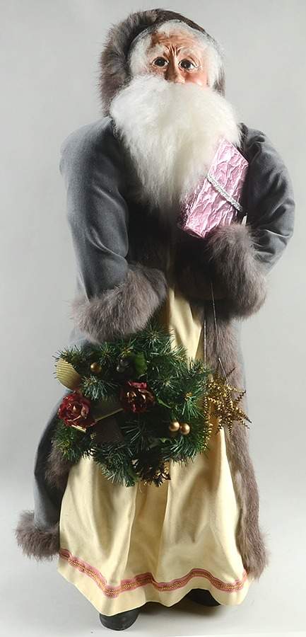 Fireside Display Victorian Santa-Grey Coat - No Box by Byers' Choice Ltd-1