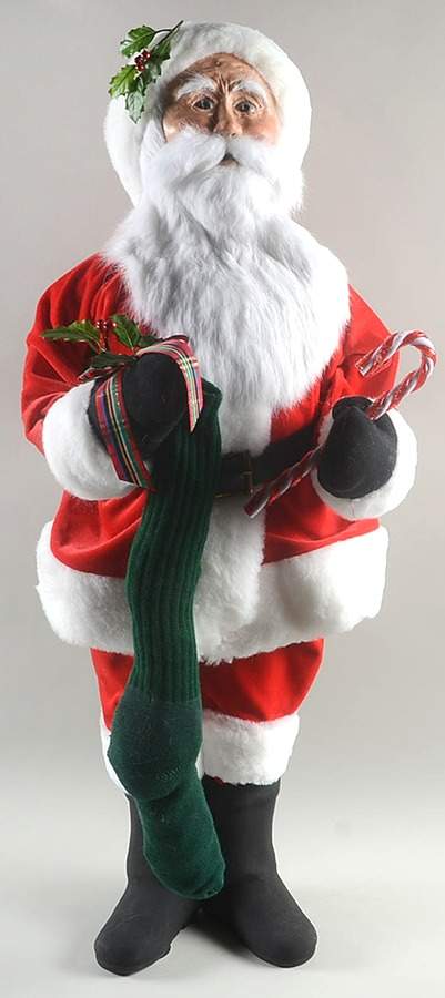 Fireside Display Red Velvet Santa W/Stocking & Candy Cane - No Box by Byers' Choice Ltd-1